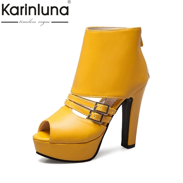 KarinLuna Brand Design Big Size 34-50 Summer Shoes Women Sandals Good Quality Party Date High Heels Sandal Woman