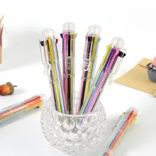 8-цветная шариковая ручка с тонкой точкой 0,7 мм, многоцветная ручка для письма, 8 в 1, мультяшная кавайная Выдвижная Шариковая ручка для школы, канцелярские принадлежности