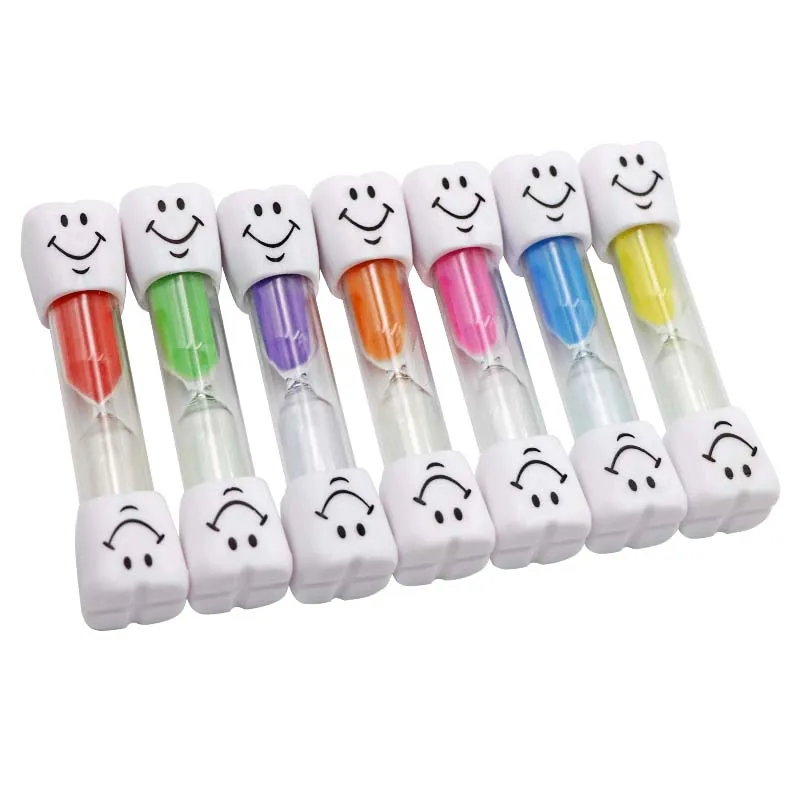 

10pcs/set 3 Minutes Clocks Hourglasses Toothbrush Timer For Brushing Kids Teeth Smiley Sand Timer Home Decor Dental gift 7colors