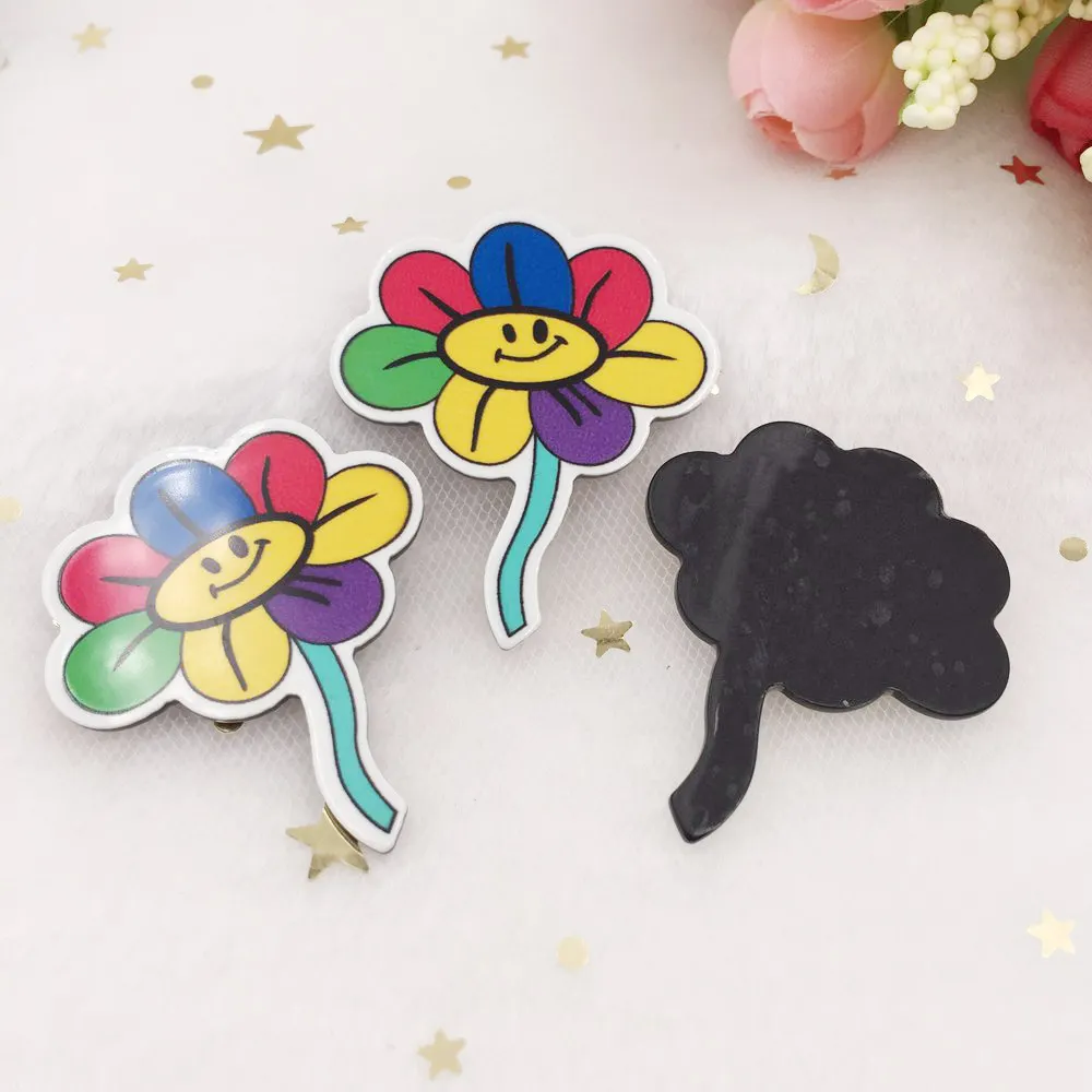6pcs resin Colorful Smile Rainbow Sunflower Flatback rhinestone DIY accessories