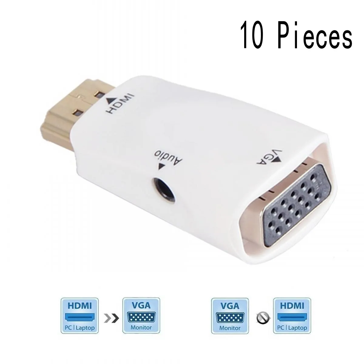 10 шт. высококачественный HDMI-VGA адаптер конвертер кабель с аудио кабелем поддержка
