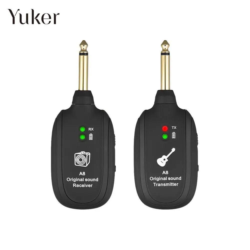 

Guitar Wireless System Convenient Max.50m Perform Guitar Transmitter Receiver Portable 20Hz-20kHz Stage Guitar Receiver 2pcs