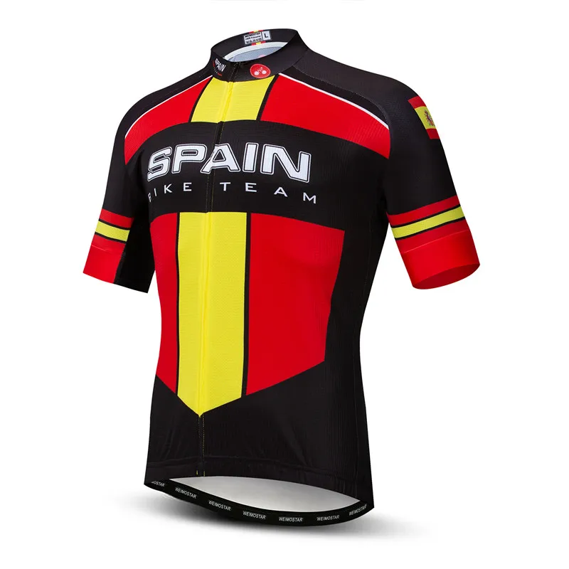 Weimostar 17 цветов национальная команда Велоспорт Джерси рубашка мужская летняя горная велосипедная одежда быстросохнущая Дорога MTB велосипед Джерси Топы - Цвет: Spain