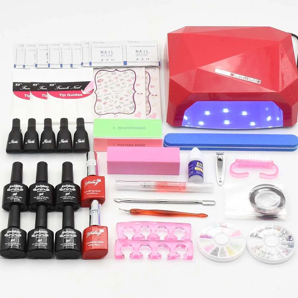 Nail Art Manicure Set 10ml 120 colors gel varnishes nail polish UV LED lamp dryer base top coat Nail Tool Kits Manicure