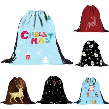 

Maison Fabre New Fashion Merry Christmas Unisex 3D Digital Printing Draw Pocket Backpack Drawstring Bag Oc5