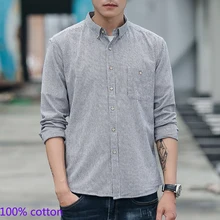 Мужские рубашки, весенние новые рубашки в полоску, мужские рубашки из хлопка, рекреационные рубашки с длинными рукавами,, размер S-4XL