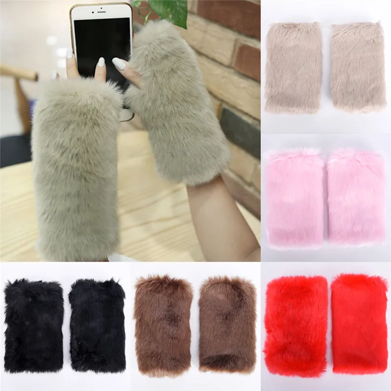 Hot Sale Warm Arm Wrist Elastic  Women Winter Arm Gloves  Furry Oversleeve Cuff Wristband Plush