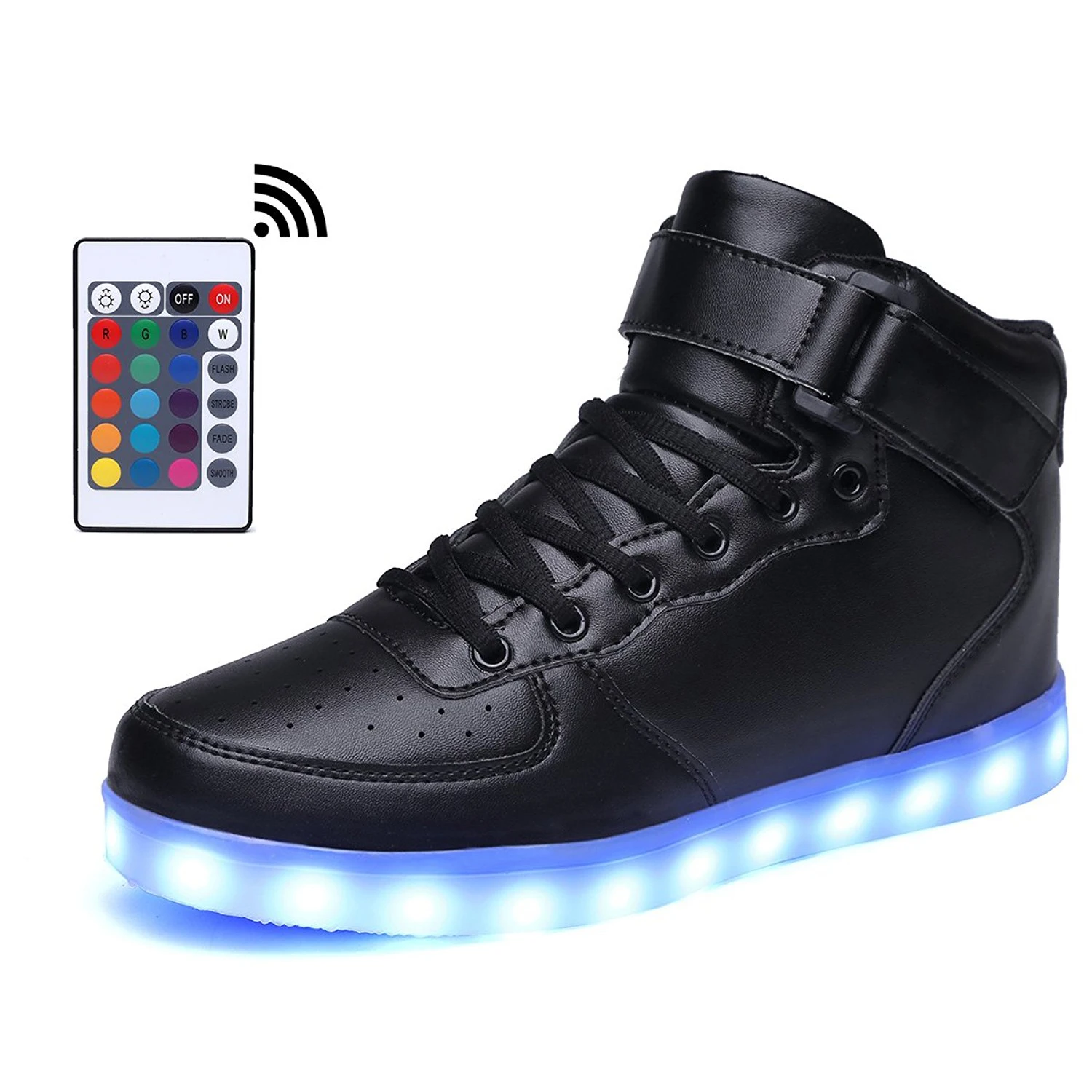 Криатив взрослых и детей зарядка через usb Высокие кроссовки с подсветкой светильник вверх мигающие кроссовки светящиеся тапочки для мальчиков и девочек, светильник для обуви - Цвет: Черный