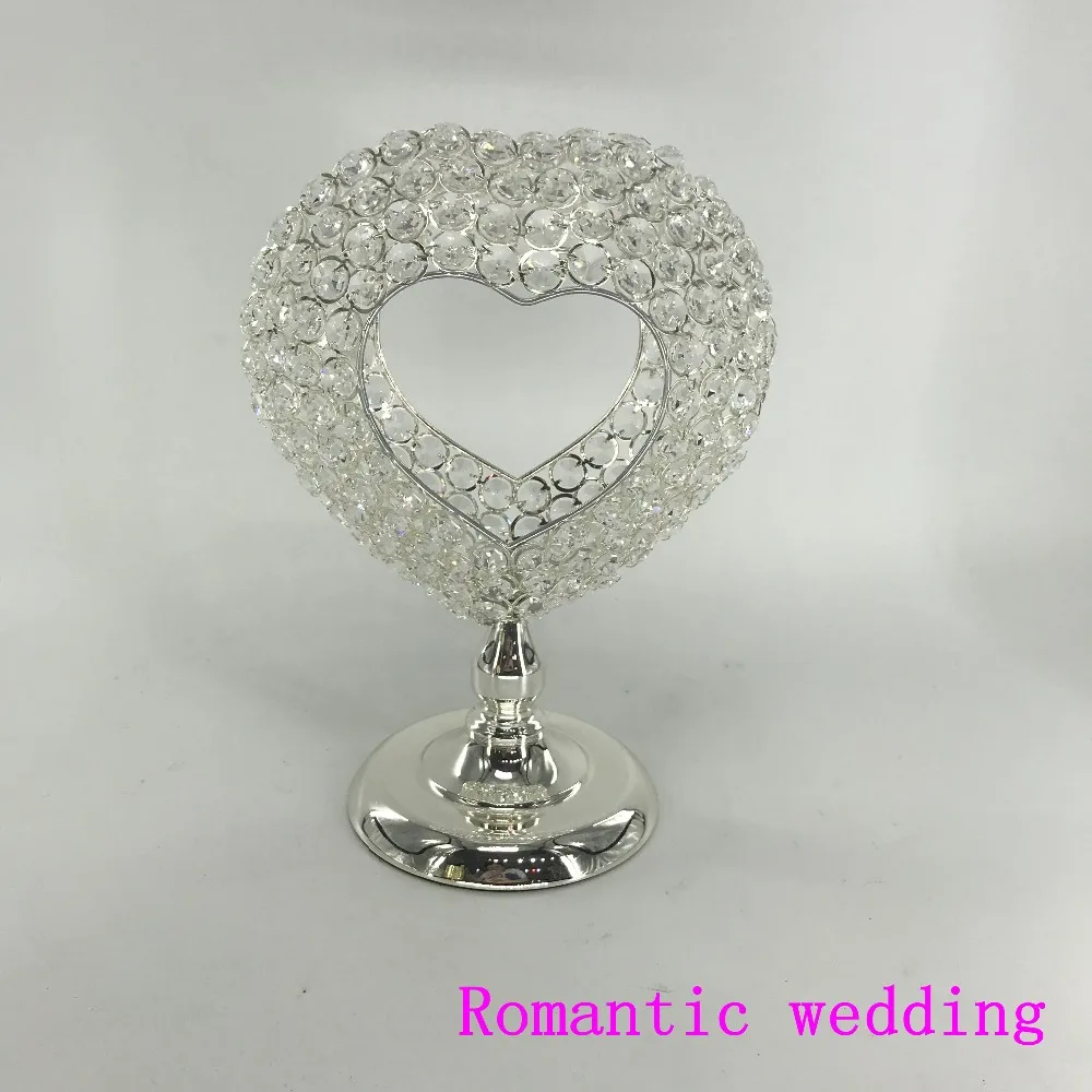 Heart shaped Crystal Bead Candle Holder Wedding Centerpiece Candlestick