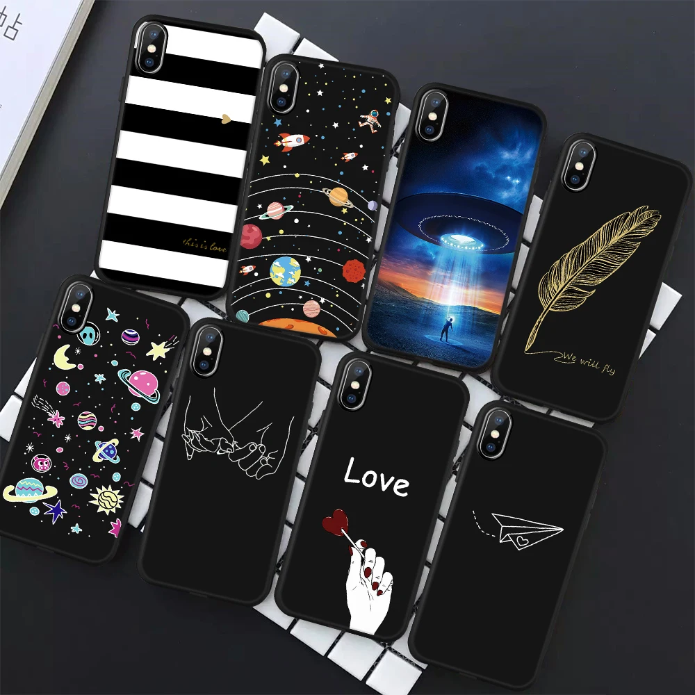 

Soft TPU Phone Case For iphone XR X Xs Max7 8 Plus Painted Case For iphone 7 8 Plus XS Max 6 6S Plus 5 5S SE Phone Back Cover