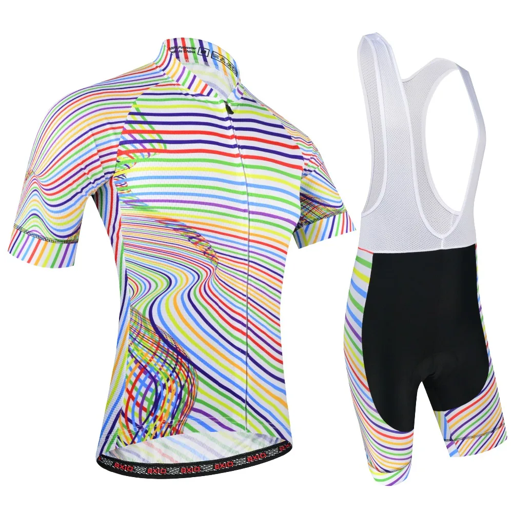 

New Cycling Jersey Set Summer Pro Team Bike Jersey Short Sleeve Sportswear Ropa Ciclismo Striped Style Cycling Clothing BXIO 196