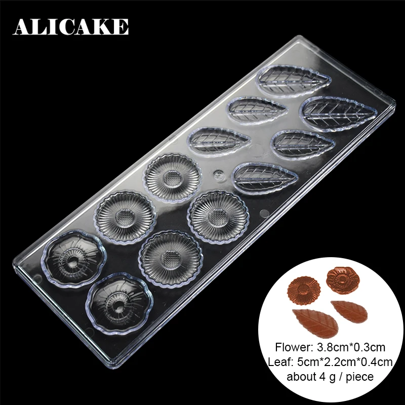 3D Chocolate Candy Molds Polycarbonate Plastic Forms Flowers Leaves Tray Plastic Forms for Baking Pastry Bakery Tools Mould