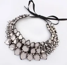 Babero cinta declaración de acrílico del collar collar venta al por mayor hechos a mano gemas cristal joyas declaración collares gargantilla de dickie