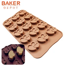 BAKER DEPOT два украшения в форме сердца шоколадная силиконовая форма для торта Мыло Форма для конфет льда jello gummy формы для украшения торта 15 отверстий