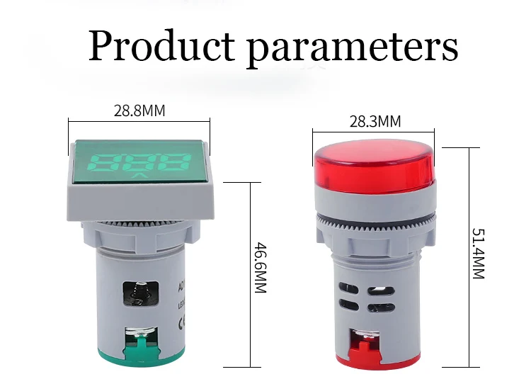 Амперметр Вольтметр Герц цифровой индикатор квадратная круглая светодиодная сигнальная лампа