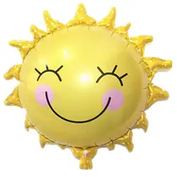 Улыбка солнце воздушный шар из фольги воздушные шары для декорации с днем рождения свадьбы (желтый) 65*65 см