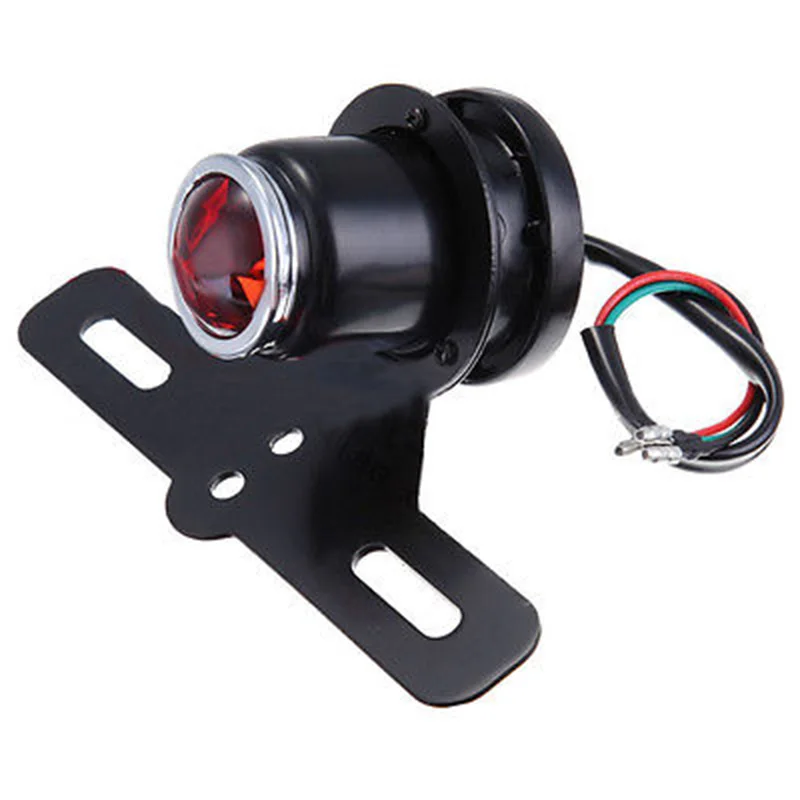 

High Quality Retro Motorcycle 12V Red Rear Tail Signal Brake Stop Light Lamp for Harley Bobber Chopper Cafe Racer Black