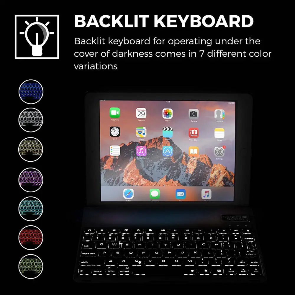 Для iPad mini 2/3/4/5 чехол 2 в 1 тонкий 7 цветов светодиодный подсветкой Подсветка раскладушка Смарт Алюминий Беспроводной Bluetooth клавиатура чехол
