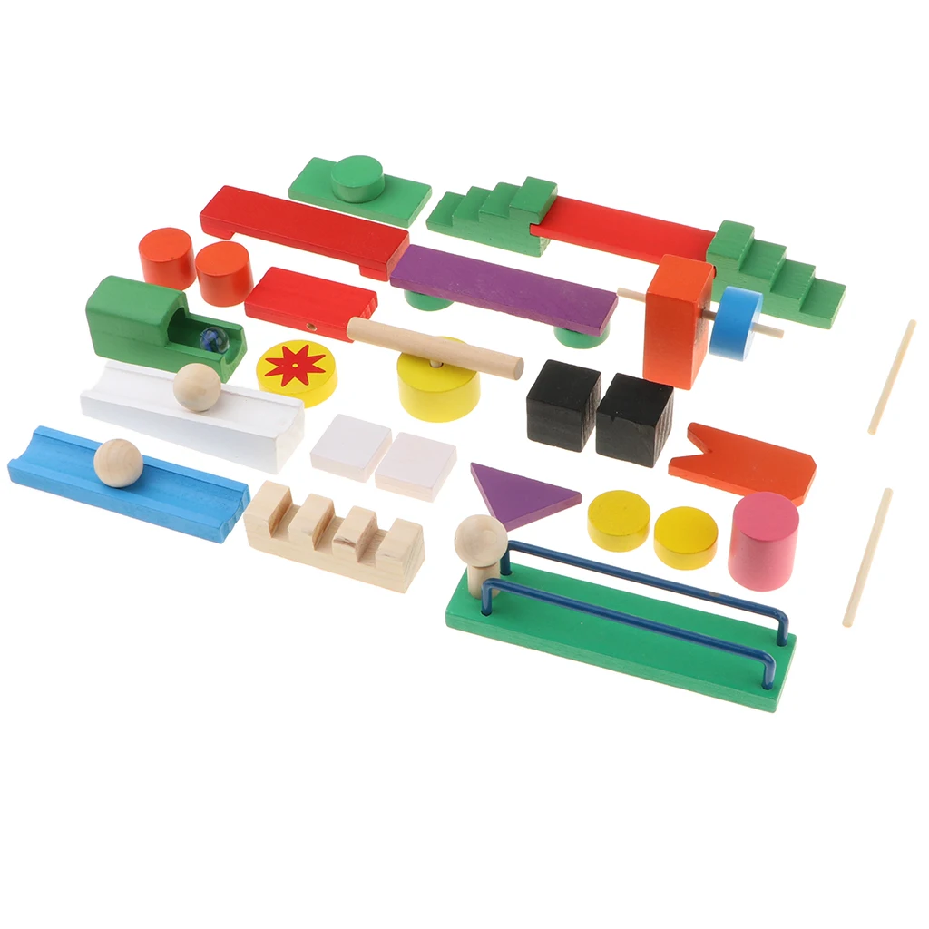 24Set Natural Wooden Roadblock Domino Blocks Set, Racing Tile Game, Building & Stacking Toy Xmas Gift