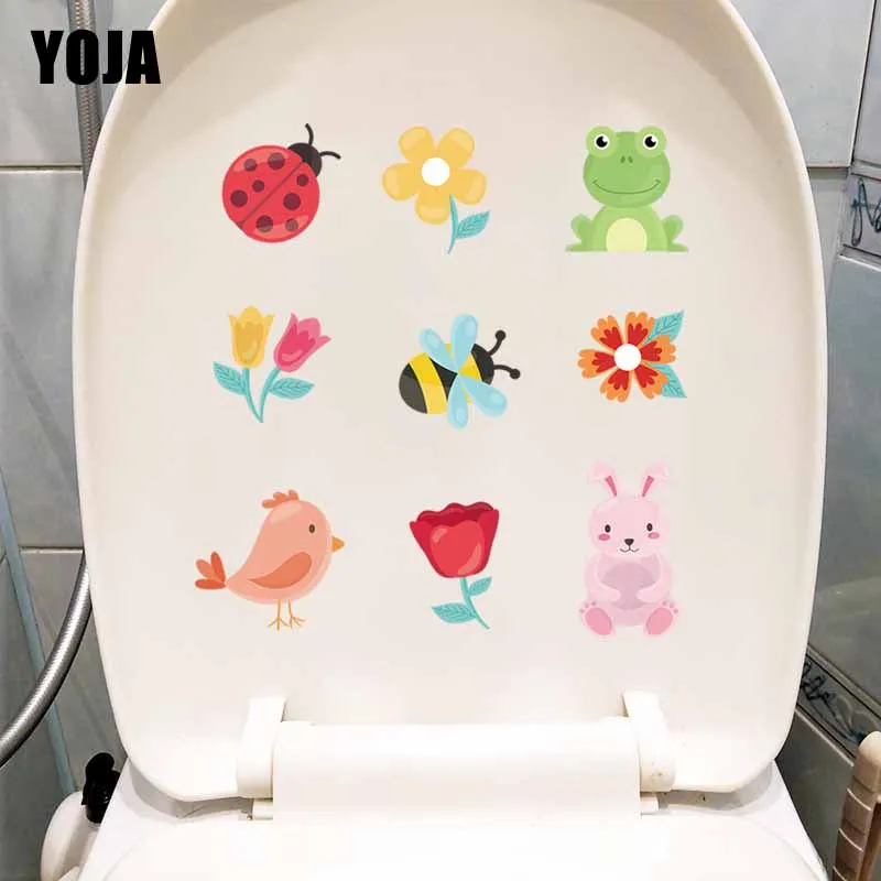 YOJA 22.4X23.4CM Cartoon Coloured Cute Animals Living Room Home Decor Toilet Decal Wall Sticker Separable T5-1098 | Дом и сад