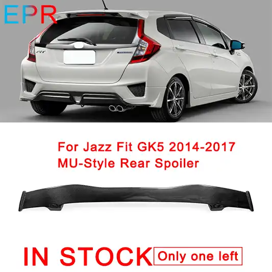 For Jazz Fit Gk5 14 17 Mu Style Carbon Fiber Rear Spoiler For Honda Glossy Fiber Roof Wing Spoilers Wings Aliexpress
