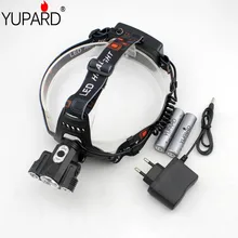 YUPARD кемпинга XM-L T6 светодиодный+ 2* Q5 светодиодный фары фара велосипедные фары многофункциональный+ 2*18650 2200 мАч Батарея+ Зарядное устройство