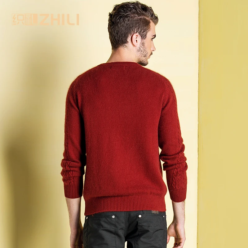 Winter Men Jumper 100% Pure Cashmere Knitted Sweater O-neck Long Sleeve Warm Pullovers Male 2017 New Sweaters thickening clothes