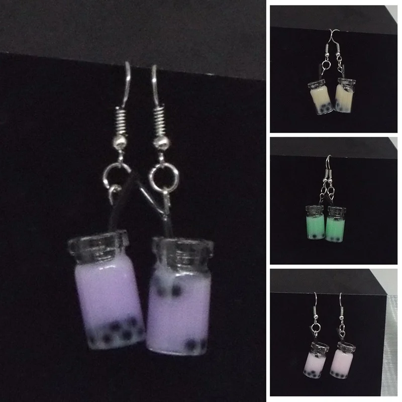 

Creative Unique Bubble Tea Drop Earrings Personality Resin Milk Tea Drink Earring for Girl Funny Party Jewelry Christmas Gifts