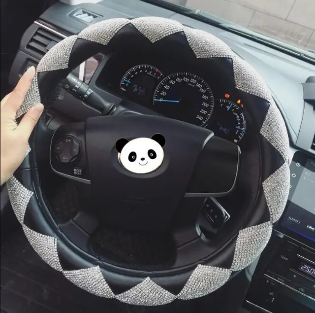 Rosso-Bianco Pahajim Copertura Del Volante Dellautomobile Di Bling Rhinestone Di Cristallo Diamanti Di Modo Brillare traspirante antiscivolo Auto Wheel manica Protector