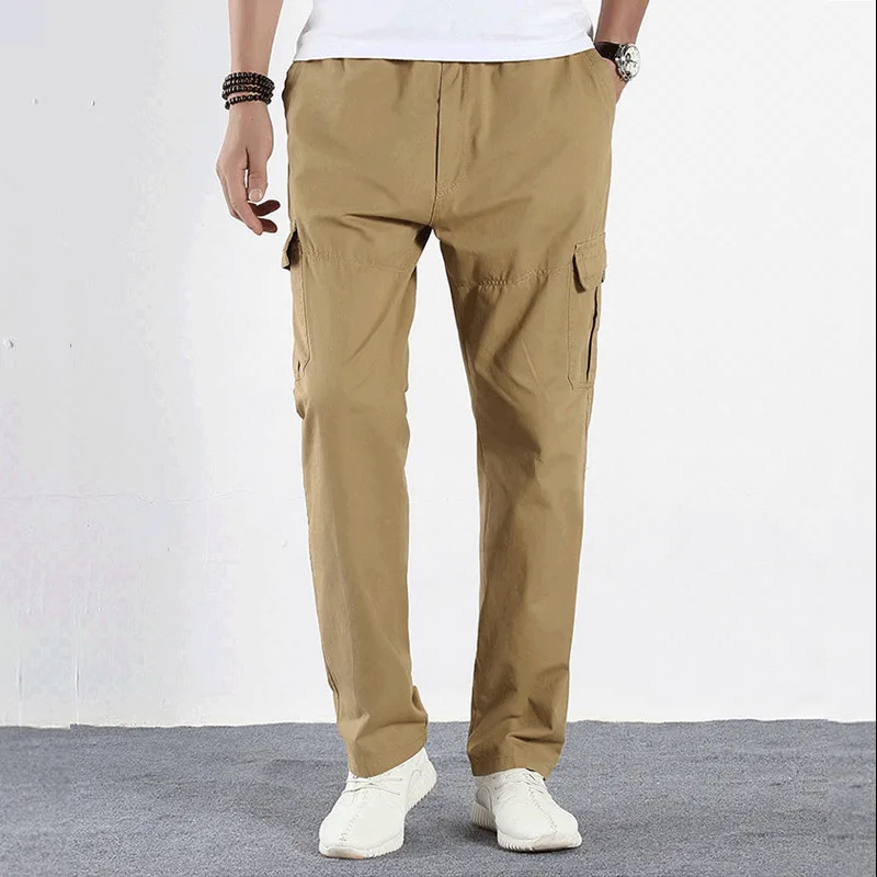 

Mens Full Cotton Cargo Joggers Pants pocket Baggy Elastic Waist Military Trousers Man Fashion Loose Casual Overalls 4XL 5XL 6XL