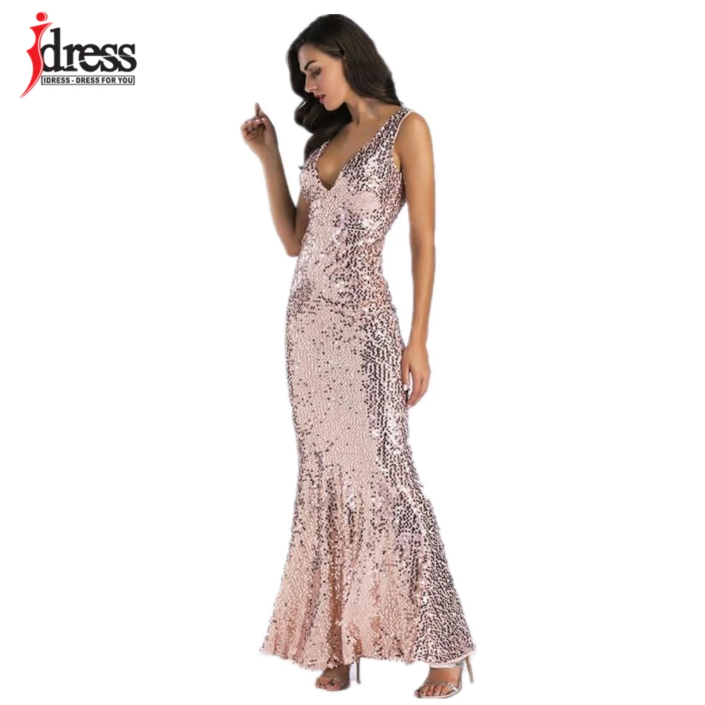 Женское модное летнее платье макси IDress новинка 2017 года сексуальное без рукавов с