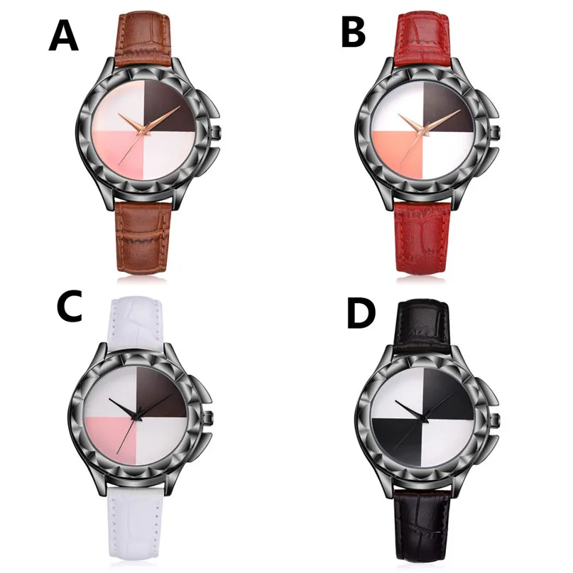 

Fashion Rouge Box Dial Leather Stainless women Steel Analog Quartz Wrist Woamn's Watch #4M08FN