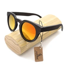 Bobo vogel new luxus schwarz holz runde sonnenbrille polarisierte sonnenbrille für männer und frauen mit spiegel objektiv 2017 steampunk