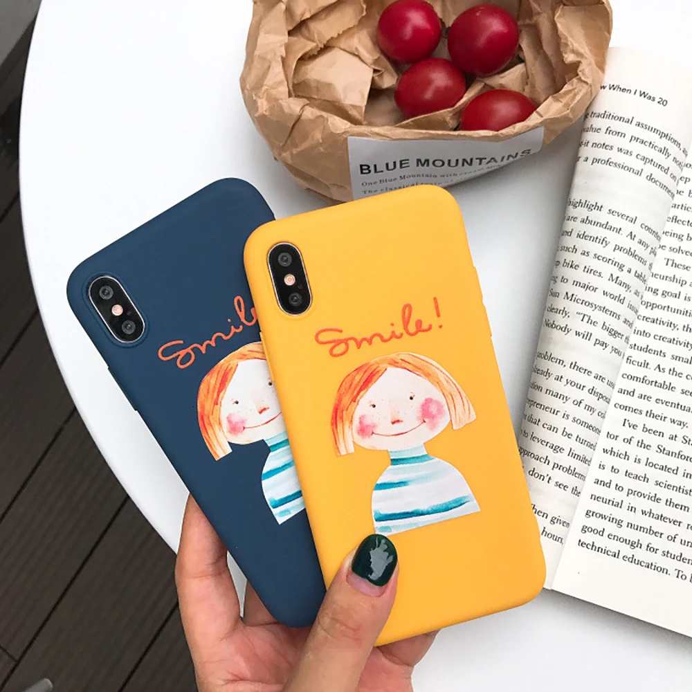 

Heyytle Smiling Girl Fitted Case For iPhone XR XS MAX 8 7 6 6S Plus Cases Soft TPU Back Cover Ultra Thin Slim Protective Shell