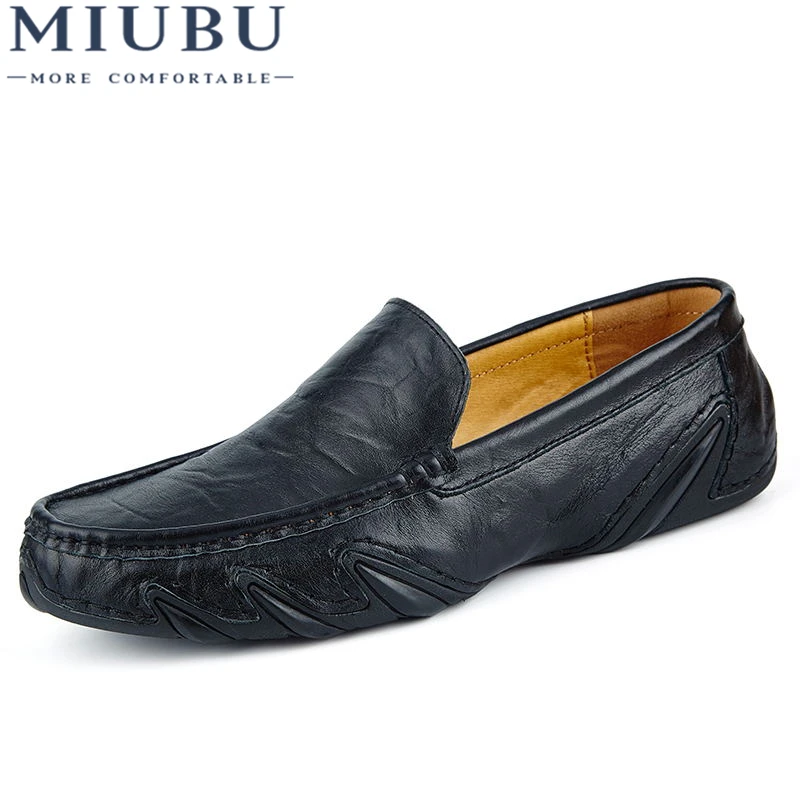 

MIUBU Fashion British Style Men Causal Shoes Genuine Leather Slip On Men Shoes High Quality Outdoor Shoes Zapatos Hombre