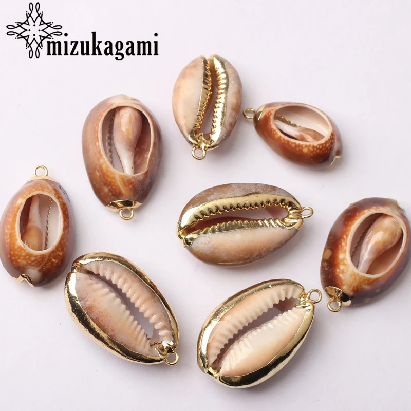 Большой натуральный Каури амулеты ракушки бусины соединить 25 30 мм 10 шт./лот для DIY
