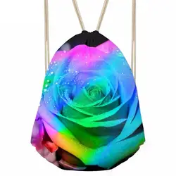 Красота 3D цветок Роза печати женские мешки с Кулиской многофункциональная сумка для хранения мода мягкий рюкзак для путешествий пляж