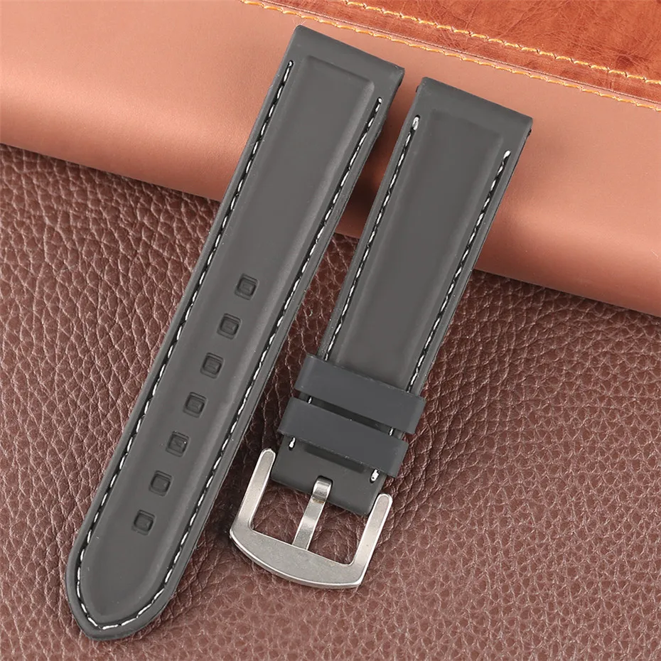 red white line balck silicone watchband19