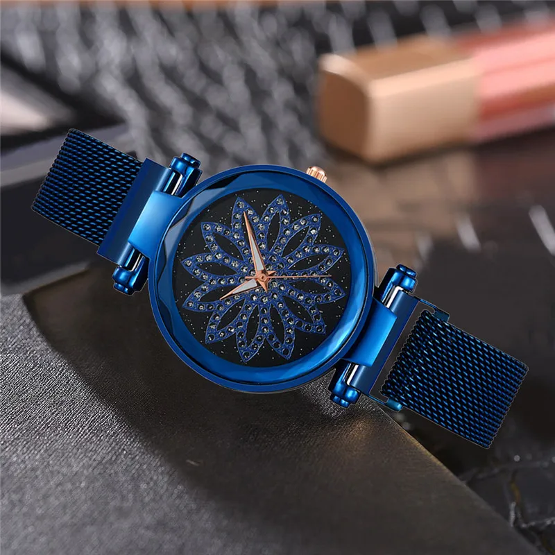 Лучшие продажи женские часы Звездное небо Циферблат Женские Простые кварцевые наручные часы с магнитной пряжкой ремешок часы бренд Relogio Feminino 533