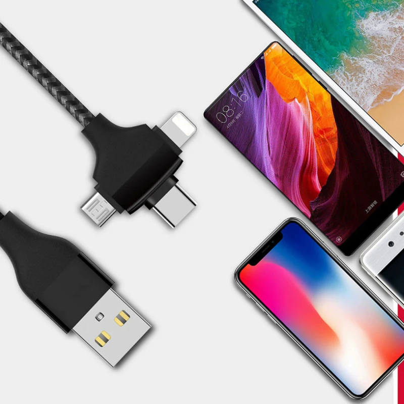 ACCEZZ 3 в 1 зарядный кабель для освещения type C mi cro USB для iPhone 7 8 X XR Xiaomi mi 9 samsung S8 кабели для быстрой зарядки