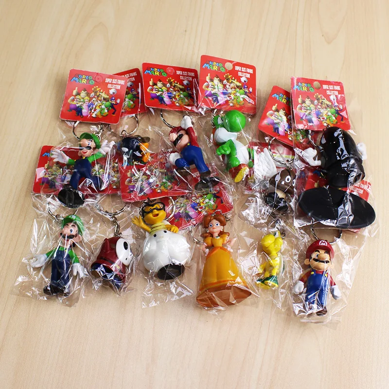 

12pcs/set Super Mario Figure Doll Toys Mario Yoshi Luigi Daisy Goomba Shy Guy PVC Dolls With Keychain 3-7CM Free Shipping