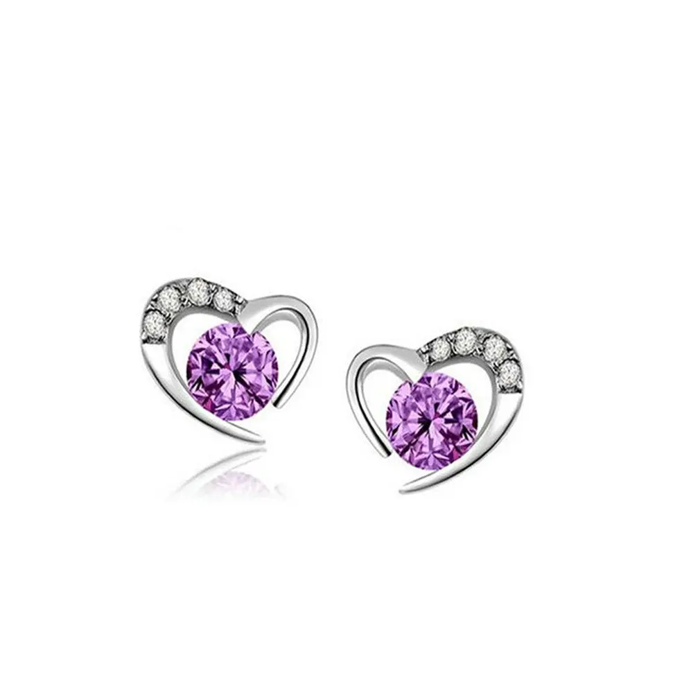 The new love silver zircon earrings Popular character charm female stud