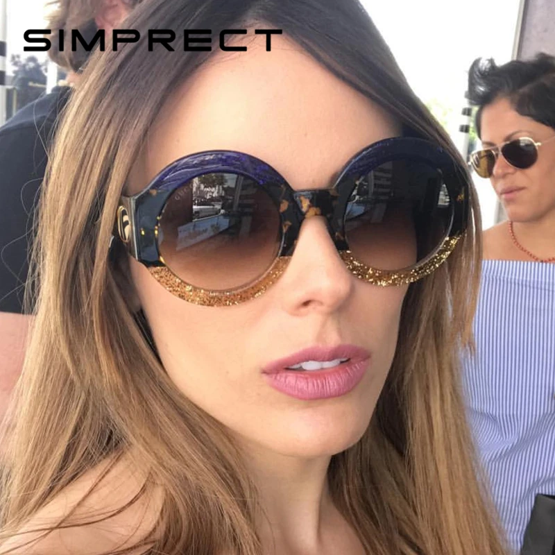 

SIMPRECT Round Sunglasses Women 2019 Retro Luxury Brand Designer Sun Glasses UV400 Fashion Vintage Lunette De Soleil Femme