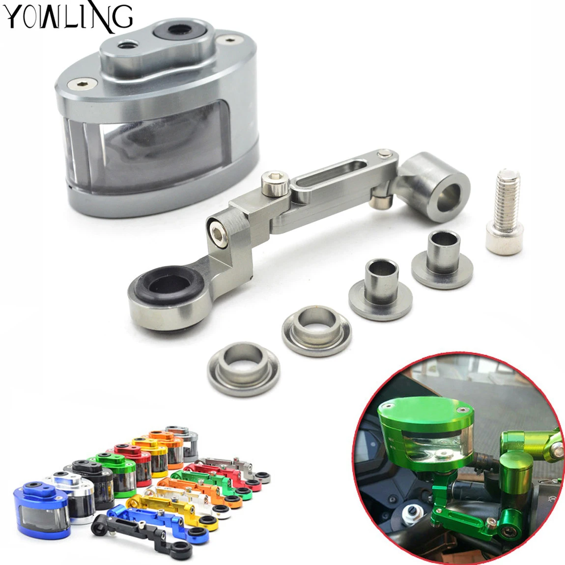 CNC Motorcycle Brake Fluid oil Reservoir Cup tank +support bracket FOR KTM YAMAHA MT07 MT09 TMAX500 530 HONDA YZFR3 R25 kawasaki