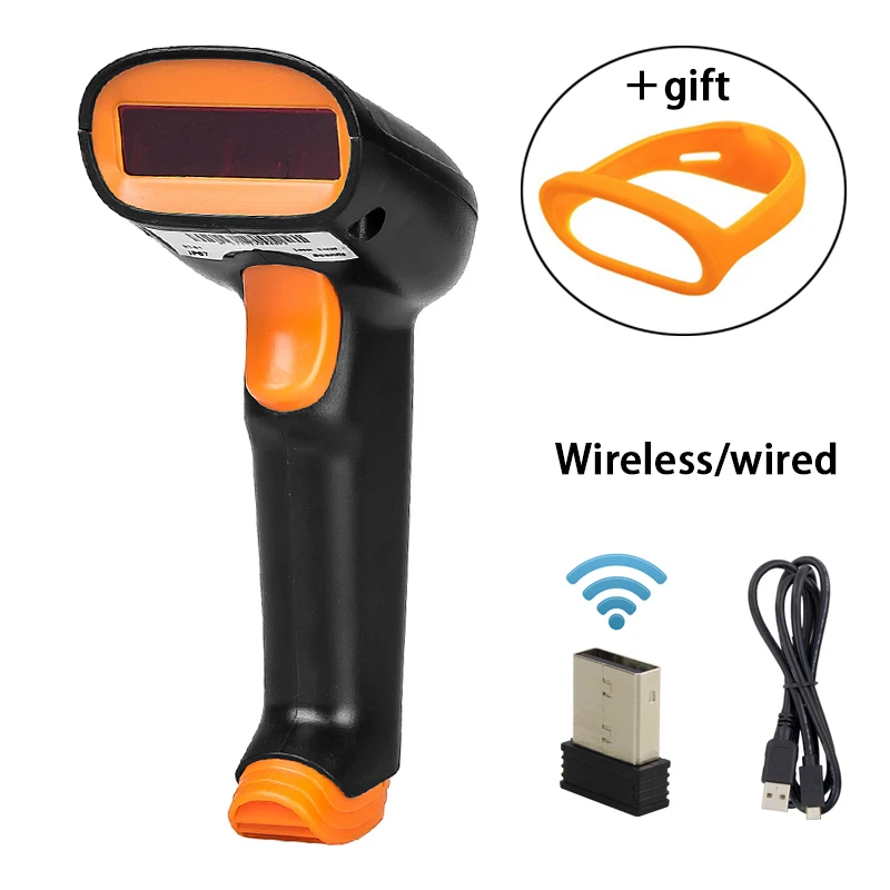 

NETUM S8 Handheld 2.4G Wireless/wired Barcode Scanner 1D 2D Reader with USB Receiver Label Reader Storage Capacity for POS Shop