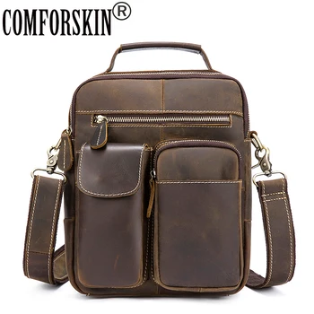 

COMFORSKIN Bolsa Masculina Premium Genuine Crazy Horse Leather Guaranteed 2020 European American Men Messenger Bags Hot Sales