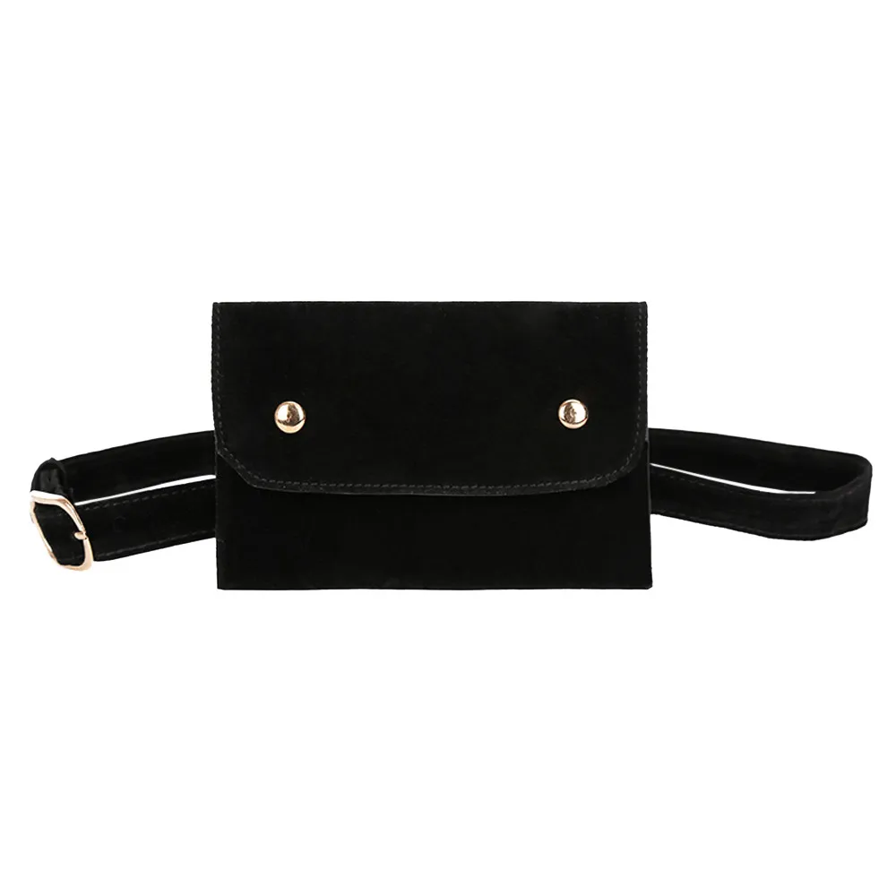 

Fashion woman waist bag Pure Color Square Flock Chest Bag high quality lady Waist Bags sac banane femme