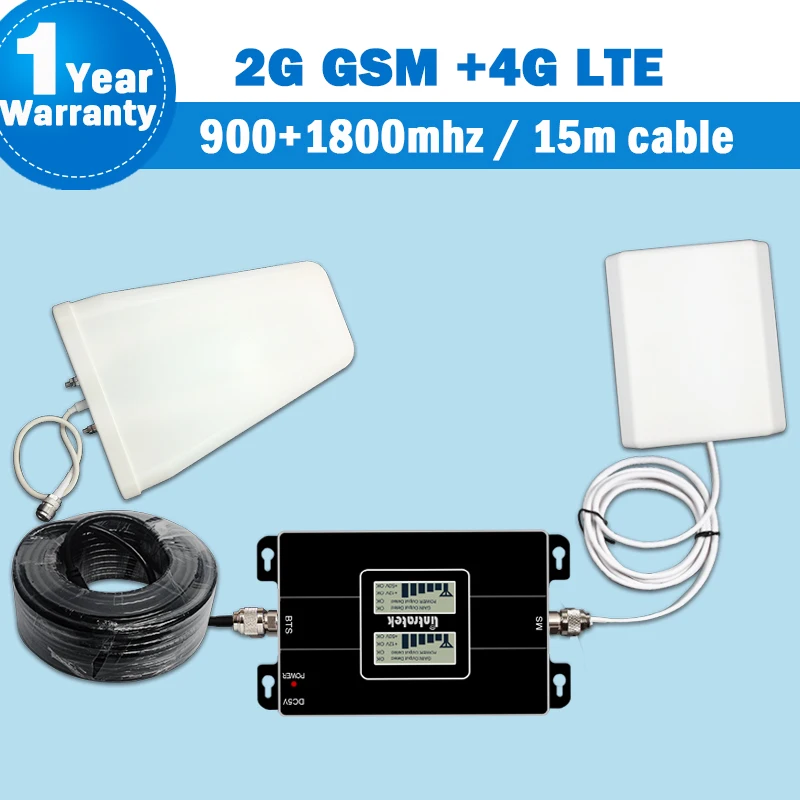 

2018 Lintratek GSM 900 4G DCS/LTE 1800 Mobile Signal Booster Dual Displays 2G 900MHz + FDD DCS 1800 Band 3 Repetidor Celular S41