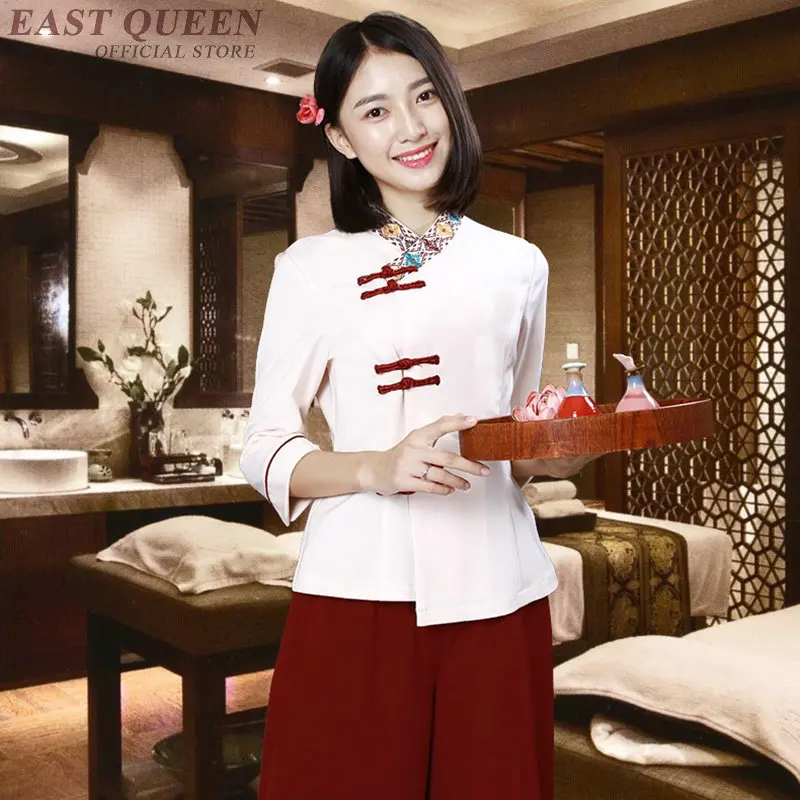 

Chinese style Spa thai massage beautician uniform beauty salon waitress beautiful uniforms women pant suits DD1309