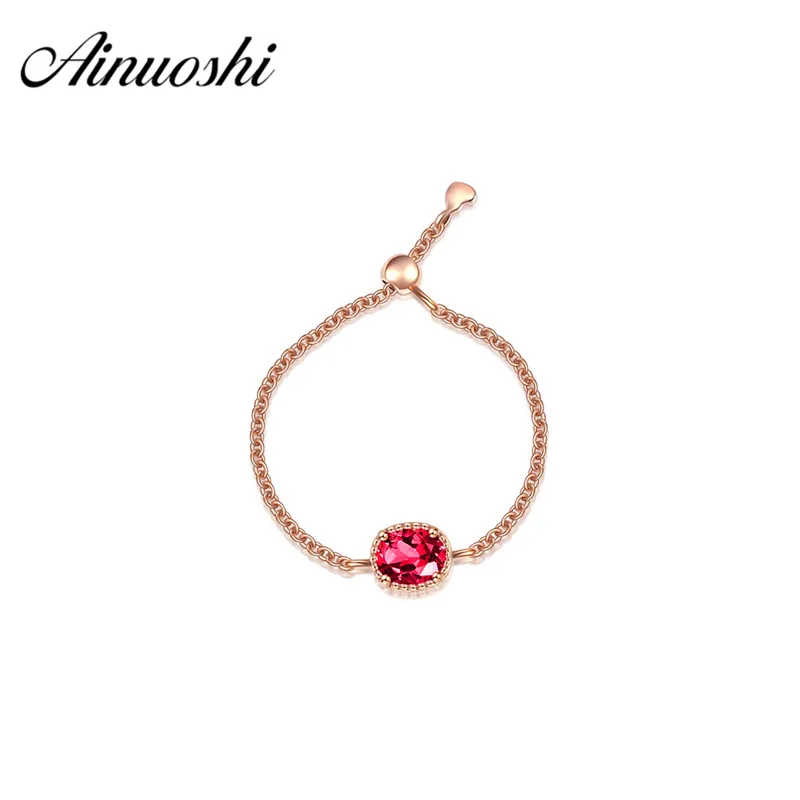 

AINUOSHI 18K Solid Yellow Gold Flexible Ring 0.31ct Oval Natural Ruby Au750 Cross Chain Women Wedding Engagement Ring Adjustable